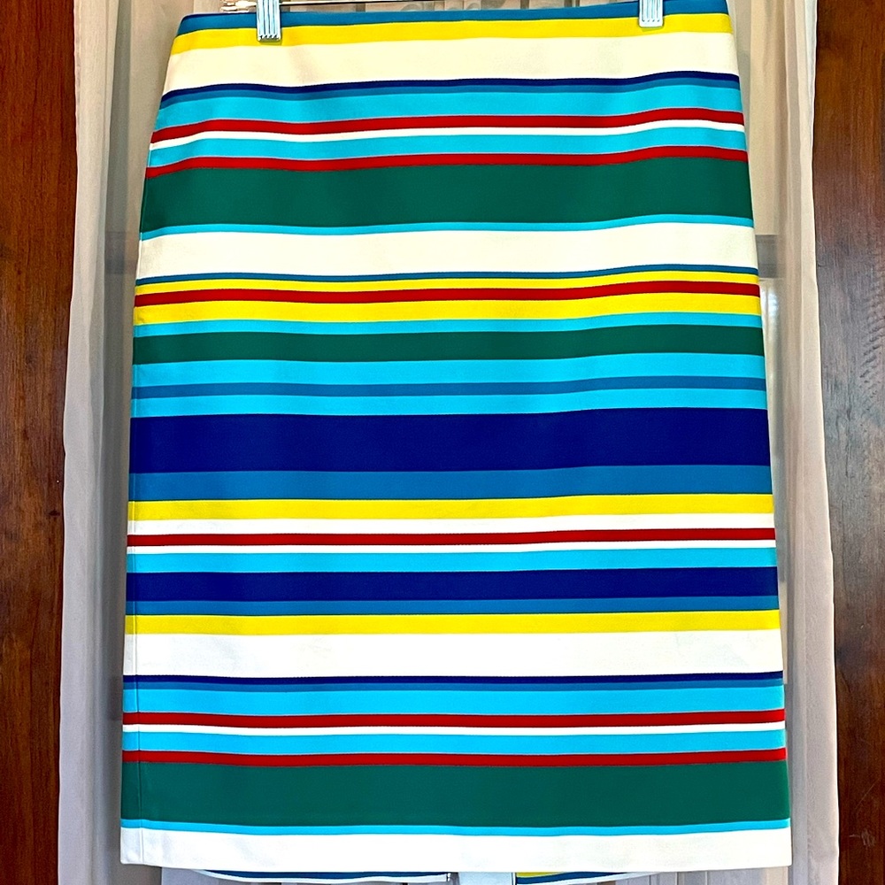 Talbots Multicolored Bright Striped Pencil Skirt - Knee length, Size 10